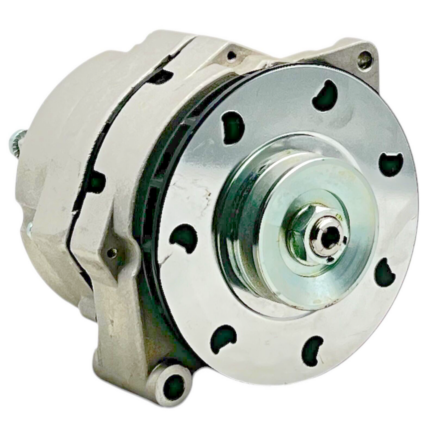 OEM CHROME ALTERNATOR FOR CHEVY HOTROD 1 ONE WIRE 6 GROOVE BILLET PULLEY 110AMP