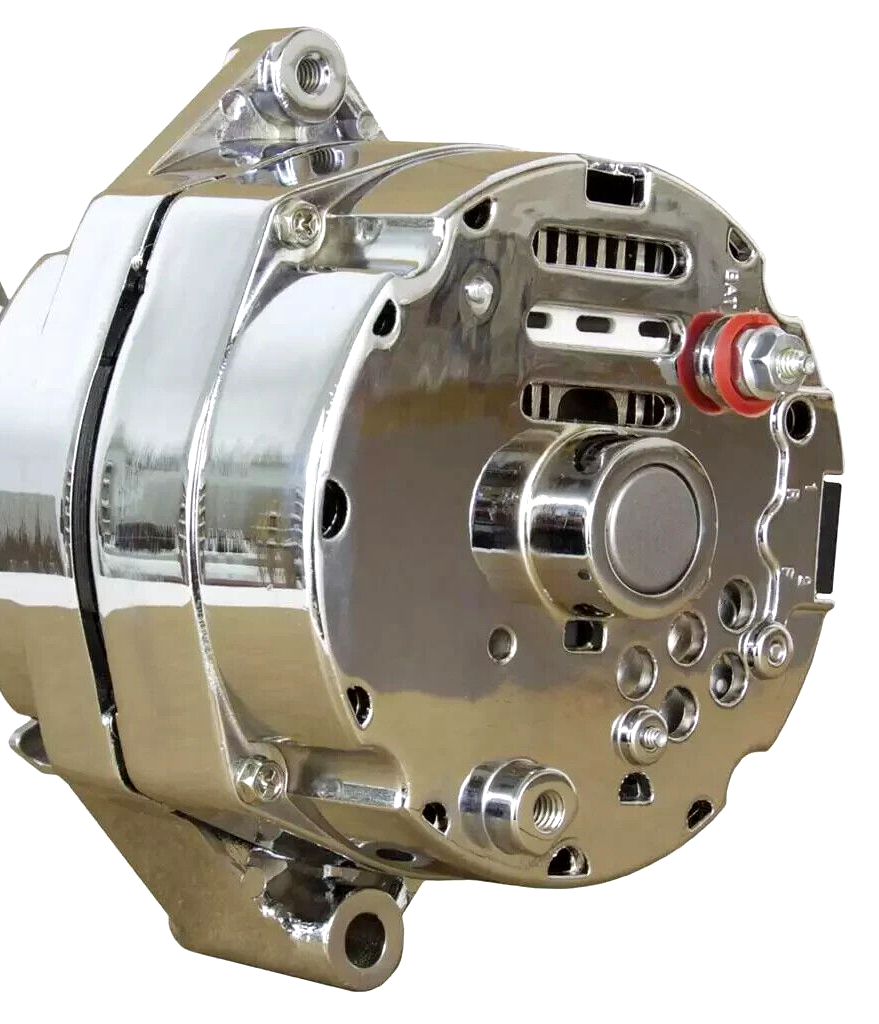 CHROME ALTERNATOR FOR CHEVY HOTROD 1 ONE WIRE 6 GROOVE BILLET PULLEY HIGH 110AMP