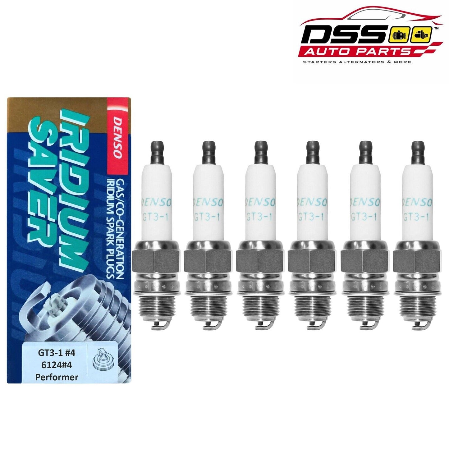 x6 - DENSO OEM 6124 GT3-1 #4 Performer Gas Generation Iridium Saver Spark Plug