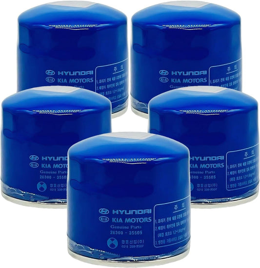 Genuine OEM Engine Oil Filters For Kia 2630035505 26300-35505 (5 Pack Filter)