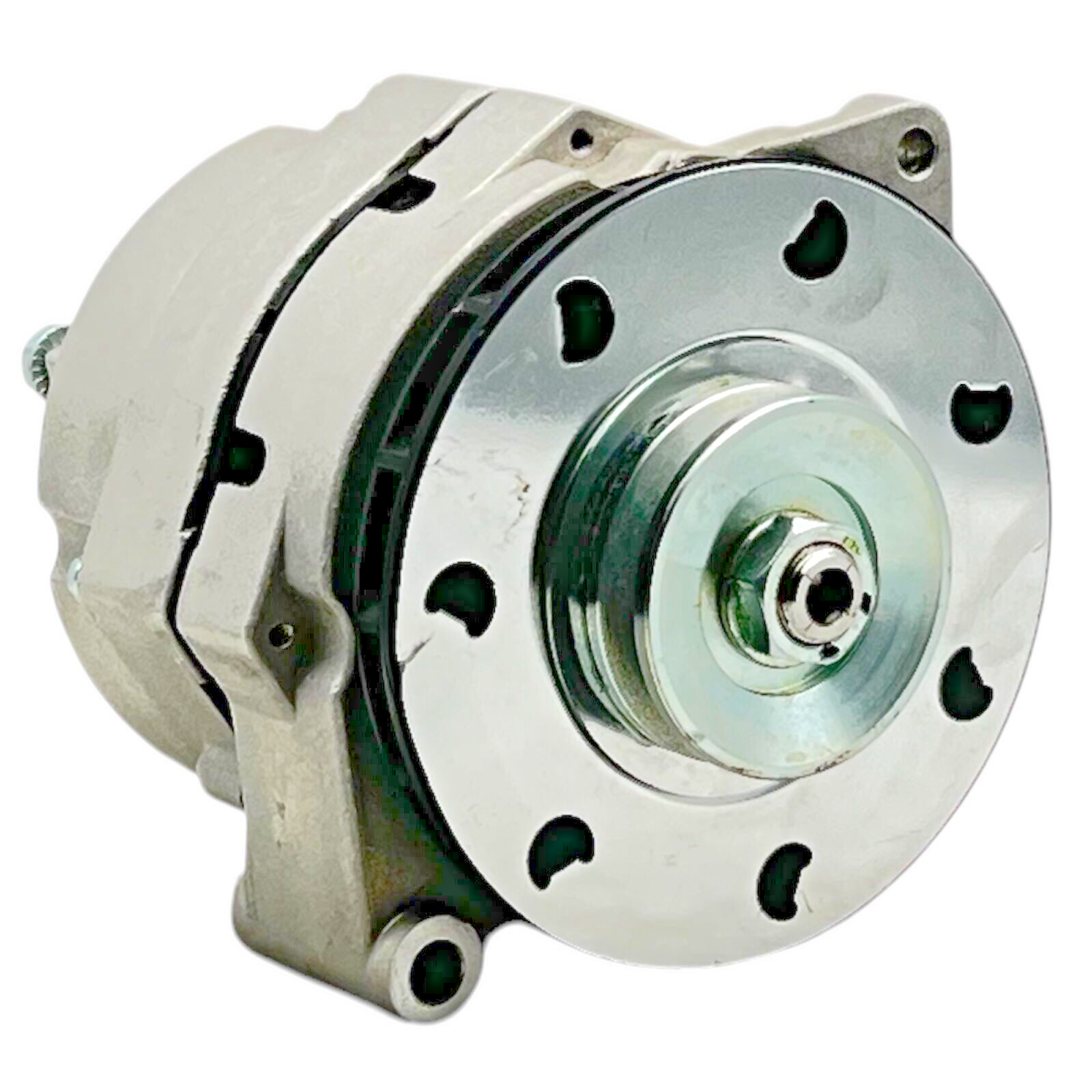 OEM CHROME ALTERNATOR FOR CHEVY HOTROD 1 ONE WIRE 6 GROOVE BILLET PULLEY 110AMP