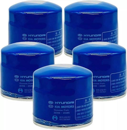 Genuine OEM Engine Oil Filters For Kia 2630035505 26300-35505 (5 Pack Filter)